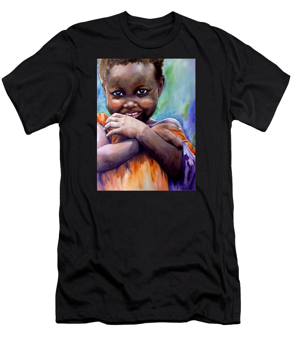 African Child T-Shirt featuring the painting Simple Joy by Michal Madison