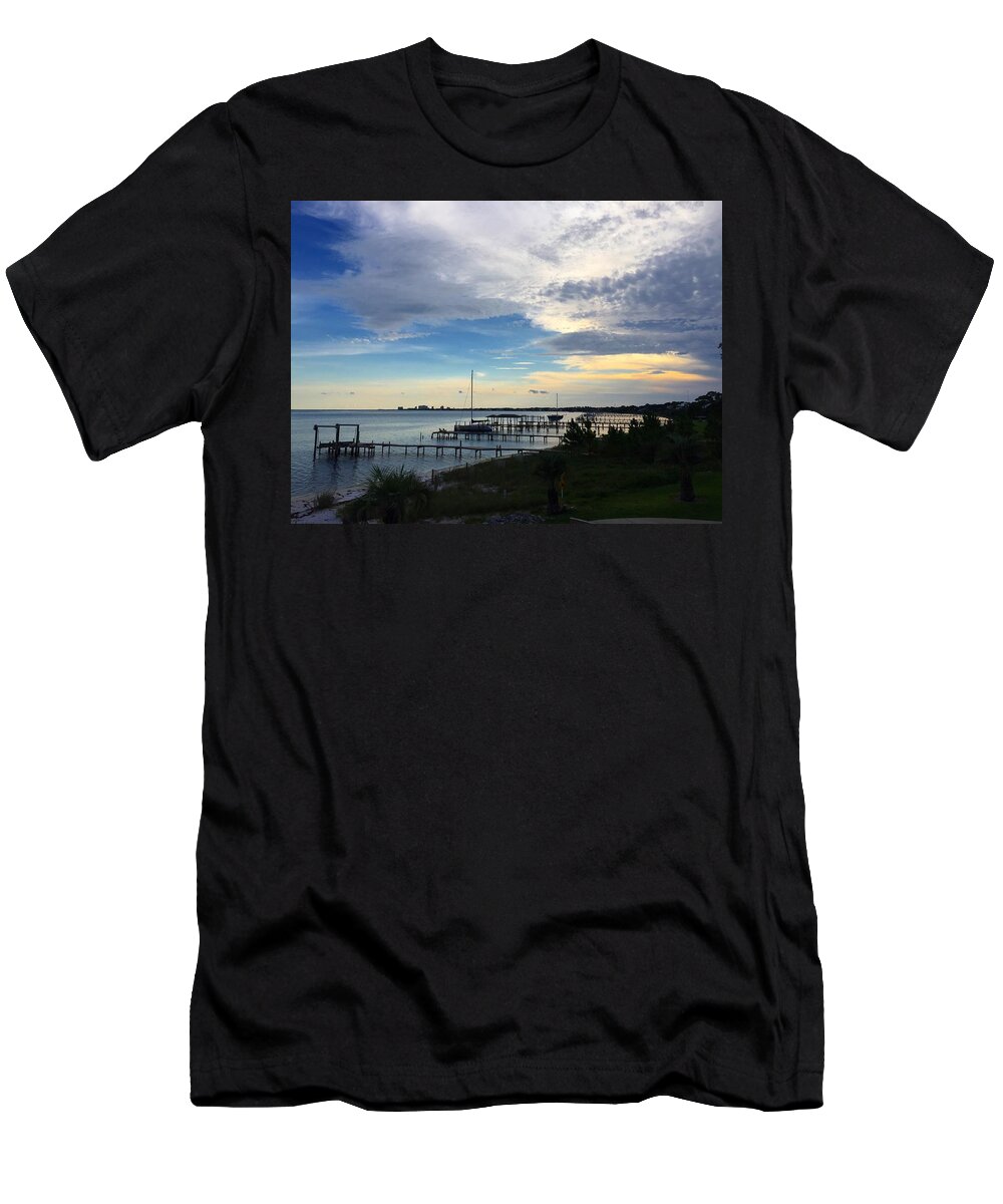 Bay T-Shirt featuring the photograph Sittin' on the dock of the bay by Richie Parks