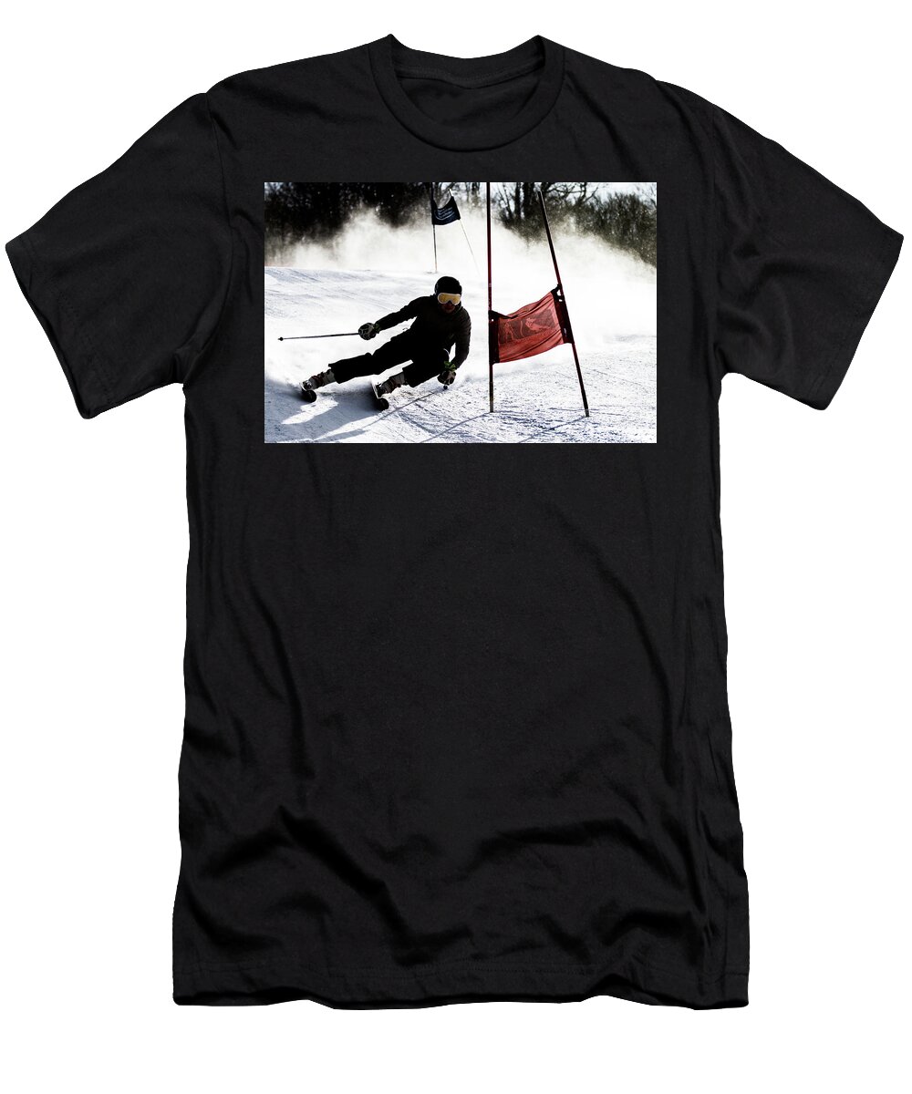 Burke T-Shirt featuring the photograph Ski Racer 2 by Tim Kirchoff