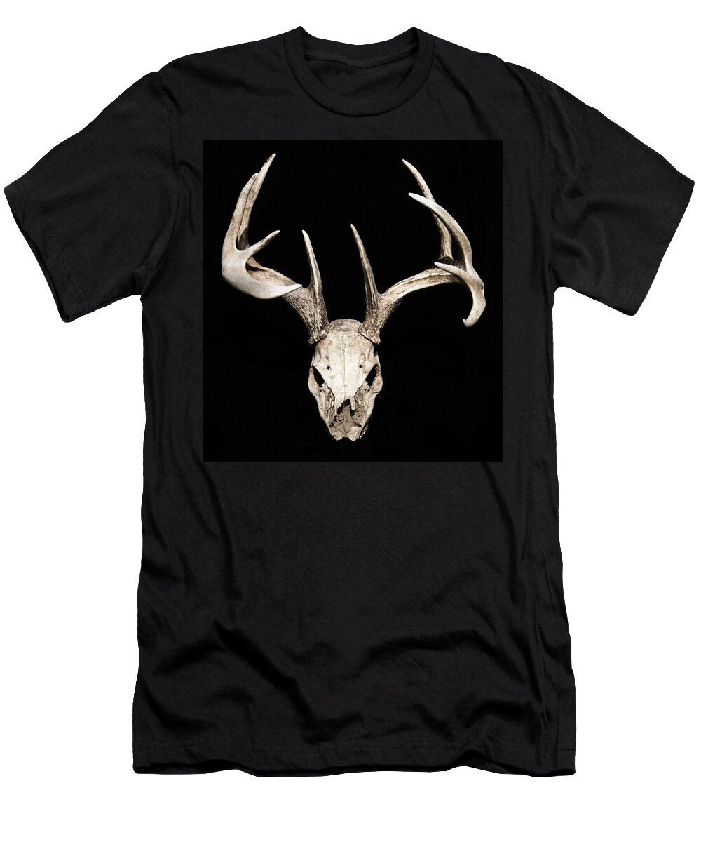White Tail T-Shirt featuring the photograph Skull and Rack by Michael Hall