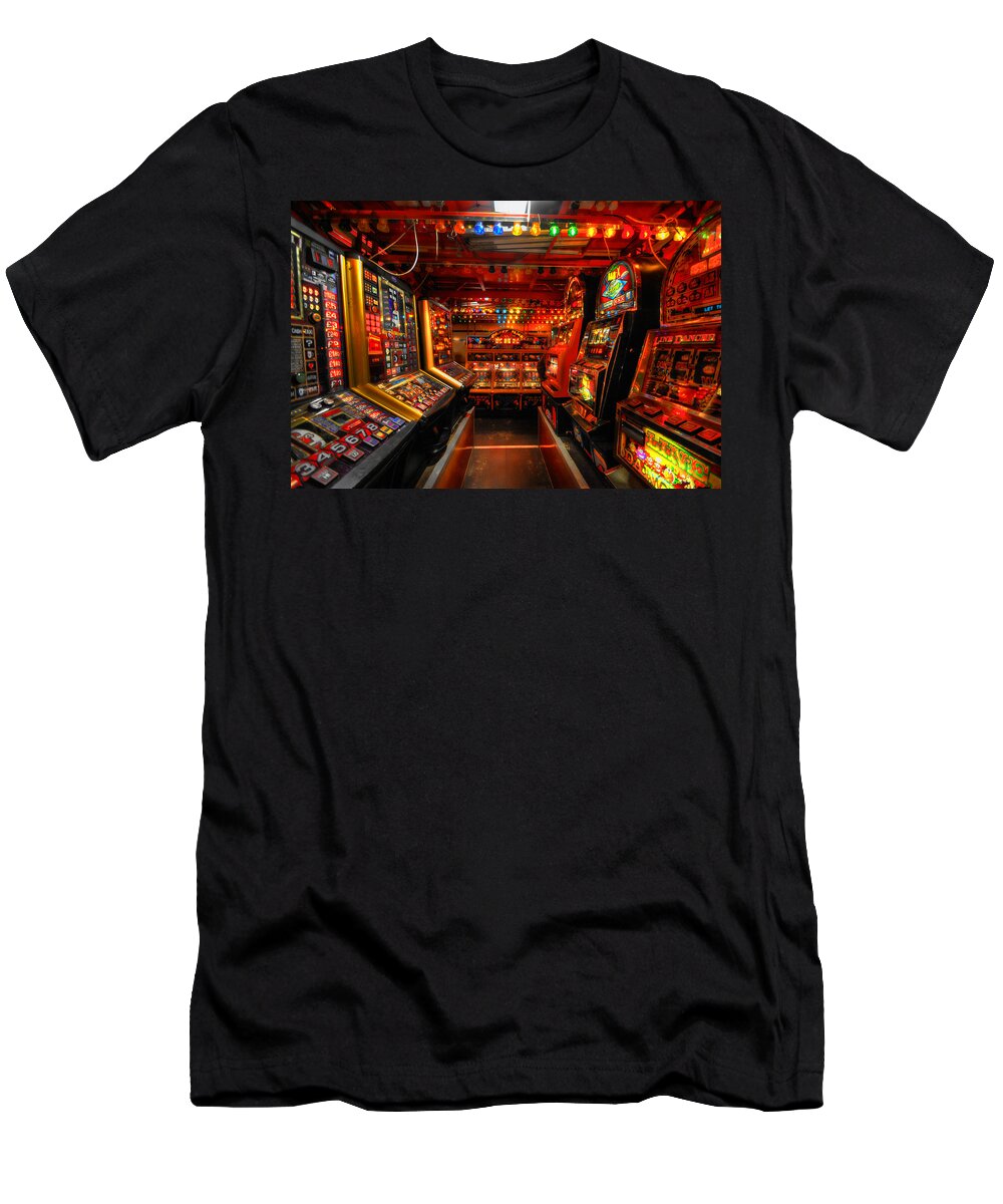  Yhun Suarez T-Shirt featuring the photograph Slot Machines by Yhun Suarez