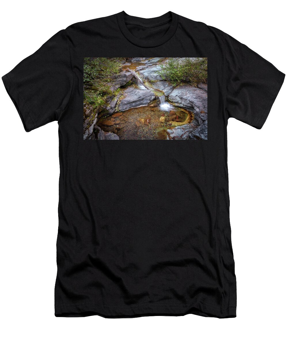 Bear T-Shirt featuring the photograph Small Creek at Glacier National Park by Alex Mironyuk