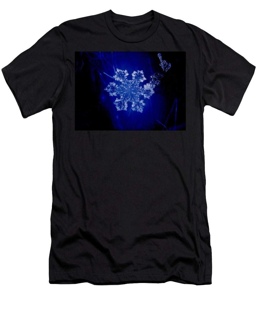 Colorado T-Shirt featuring the photograph Snowflake on Blue by Dawn Key