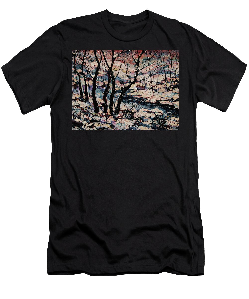 Natalie Holland Art T-Shirt featuring the painting Snowy Woods by Natalie Holland