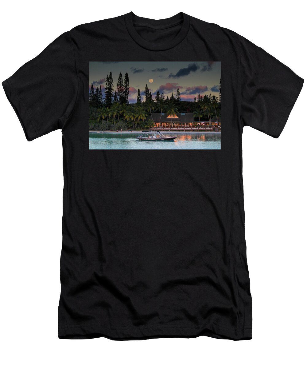 Beach T-Shirt featuring the photograph South Pacific Moonrise by Steve Darden