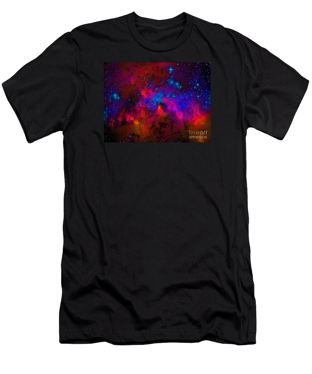Space Clouds T-Shirt featuring the digital art Space Clouds / Beautiful Warning by Elizabeth McTaggart