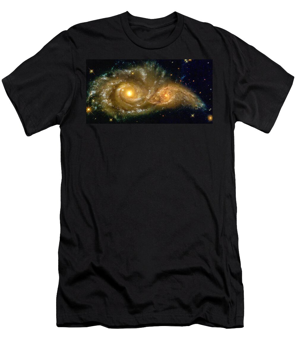 Spiral T-Shirt featuring the photograph Space image spiral galaxy encounter by Matthias Hauser