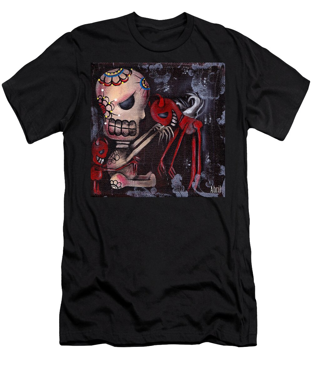 Day Of The Dead T-Shirt featuring the painting Special Friends by Abril Andrade