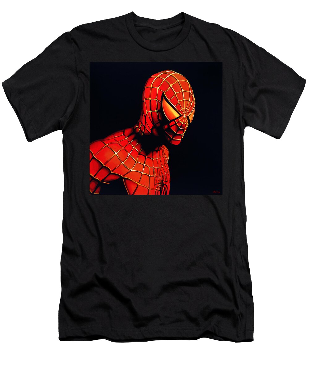 Spiderman T-Shirt featuring the painting Spiderman by Paul Meijering