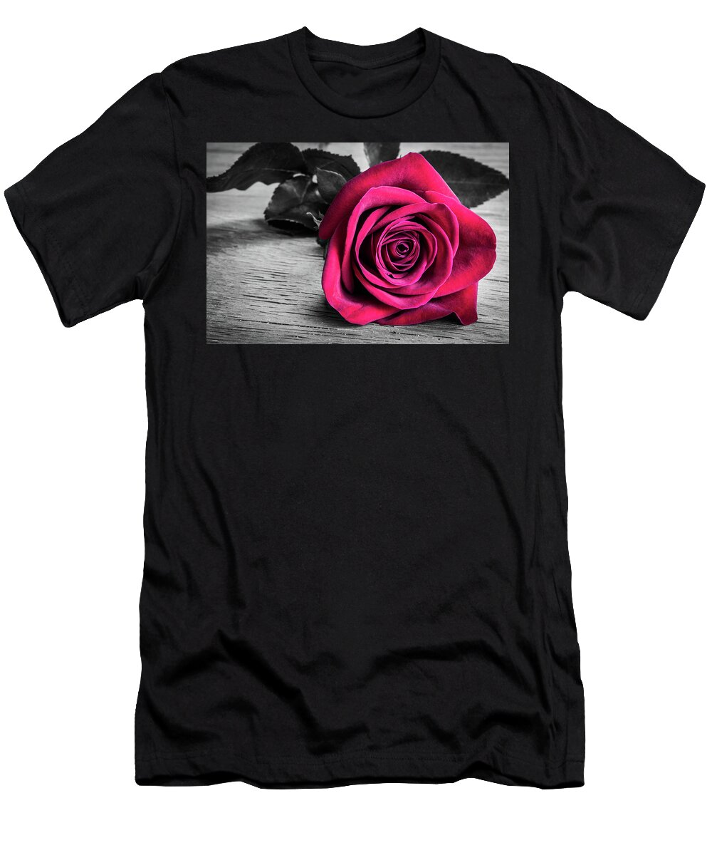 Red Rose T-Shirt featuring the photograph Splash of Red Rose by Tammy Ray