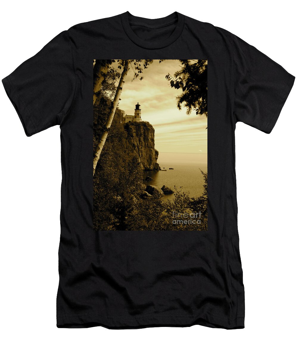 Lighthouse T-Shirt featuring the photograph Split Rock by Becqi Sherman