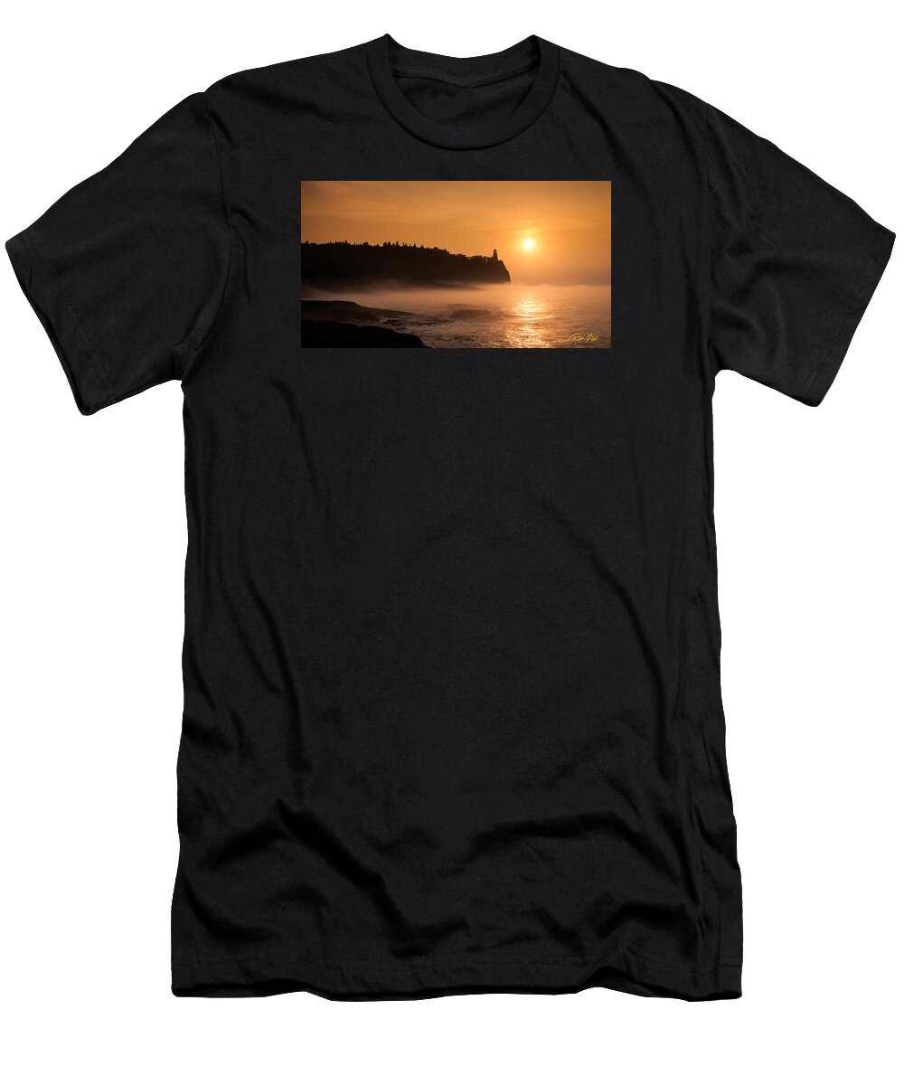 Atmosphere T-Shirt featuring the photograph Split Rock's Morning Glow by Rikk Flohr