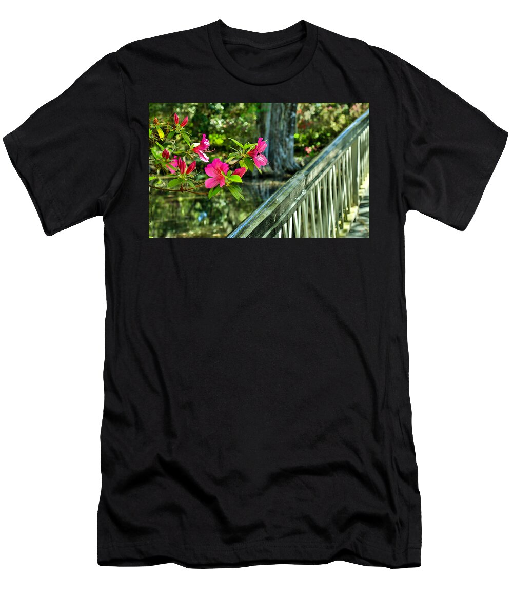 Magnolia Plantation T-Shirt featuring the photograph Spring Flowers Bloom at Magnolia Plantation - Charleston SC by Donnie Whitaker