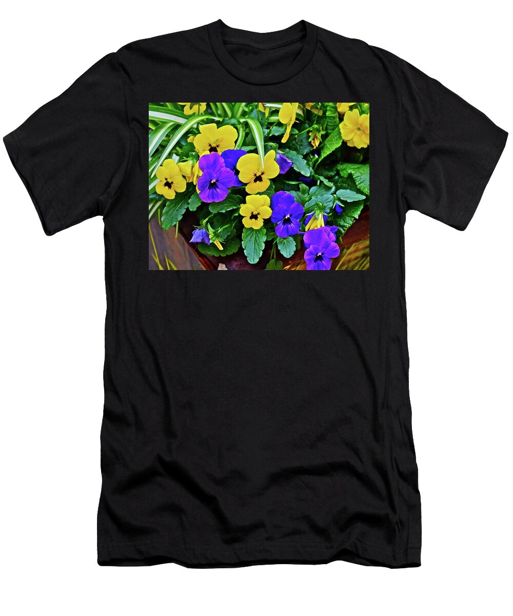 Pansies T-Shirt featuring the photograph Spring Show 16 Pansies by Janis Senungetuk