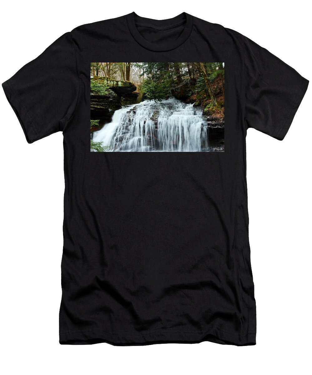 Water T-Shirt featuring the photograph Springfield Falls by Skip Tribby