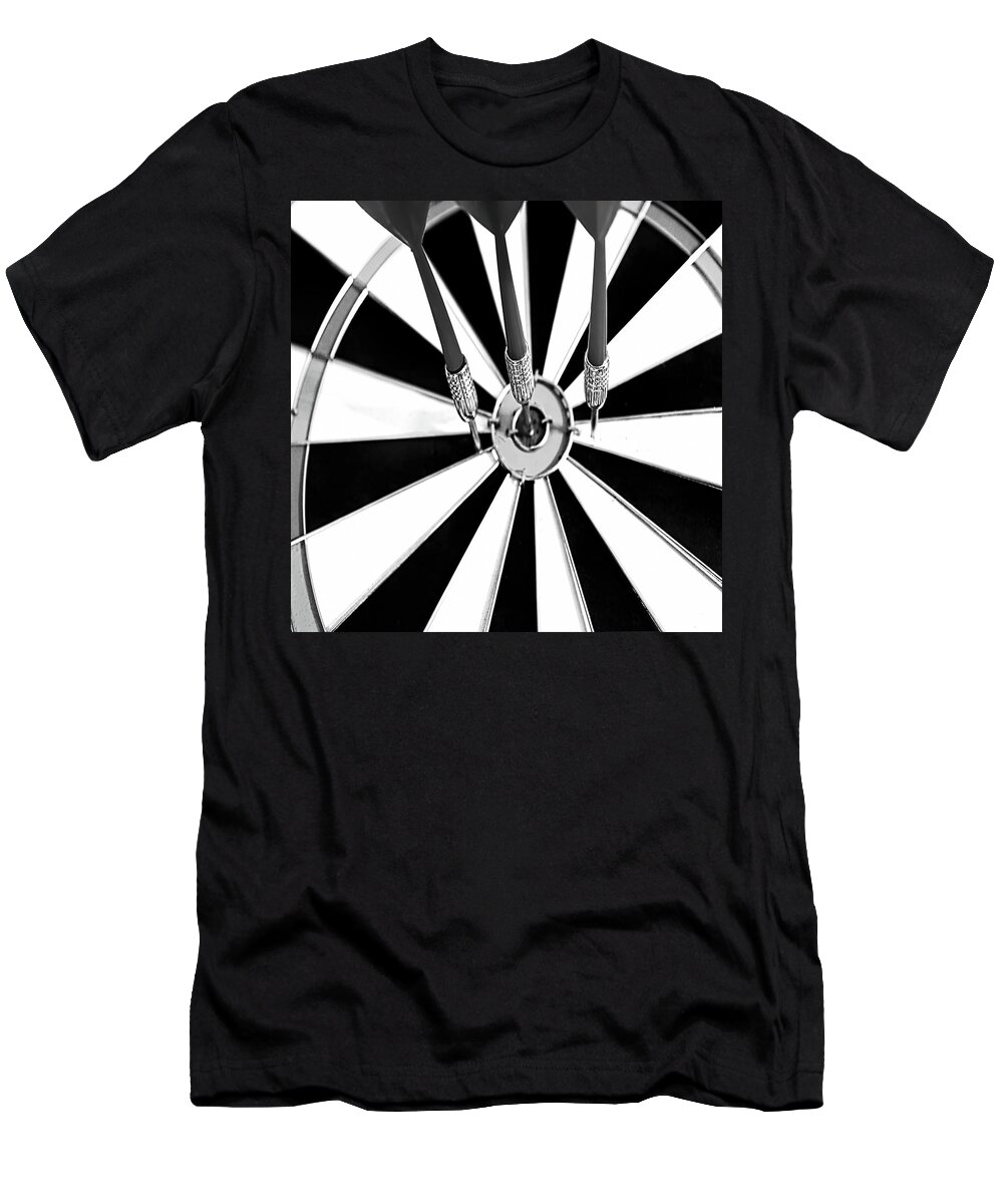 Black And White Square T-Shirt featuring the photograph Square Dart Board by Pat Cook