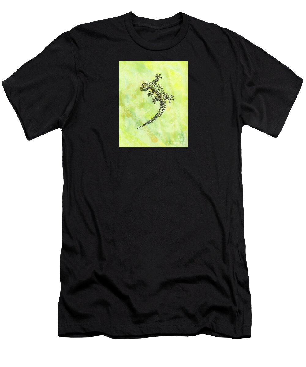 Gecko T-Shirt featuring the painting Squiggle Gecko by Diane Thornton