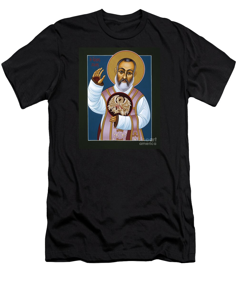 St Padre Pio Mother Pelican T-Shirt featuring the painting St Padre Pio Mother Pelican 047 by William Hart McNichols