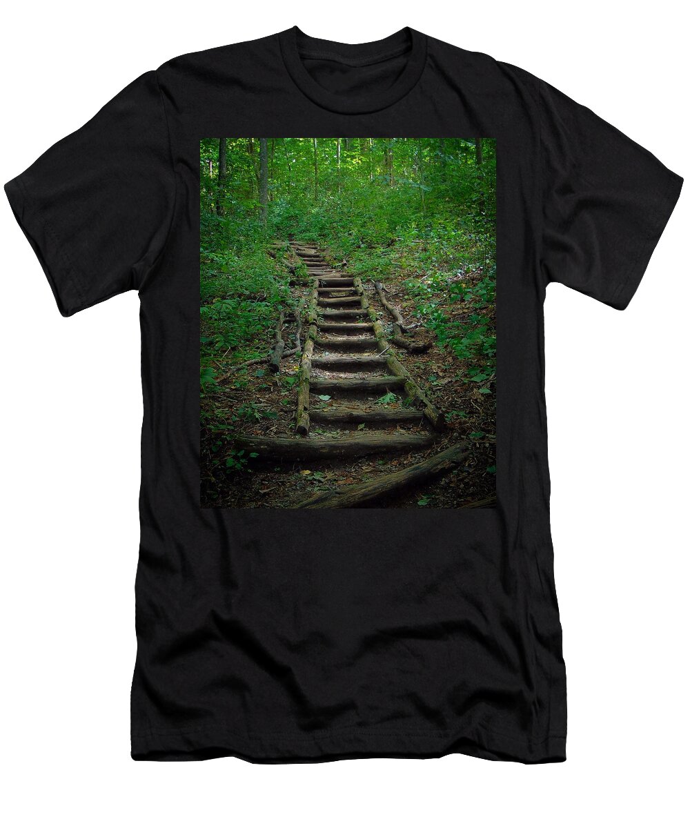 Trails T-Shirt featuring the photograph Stairway at Unicoi Gap on the AT by Richie Parks