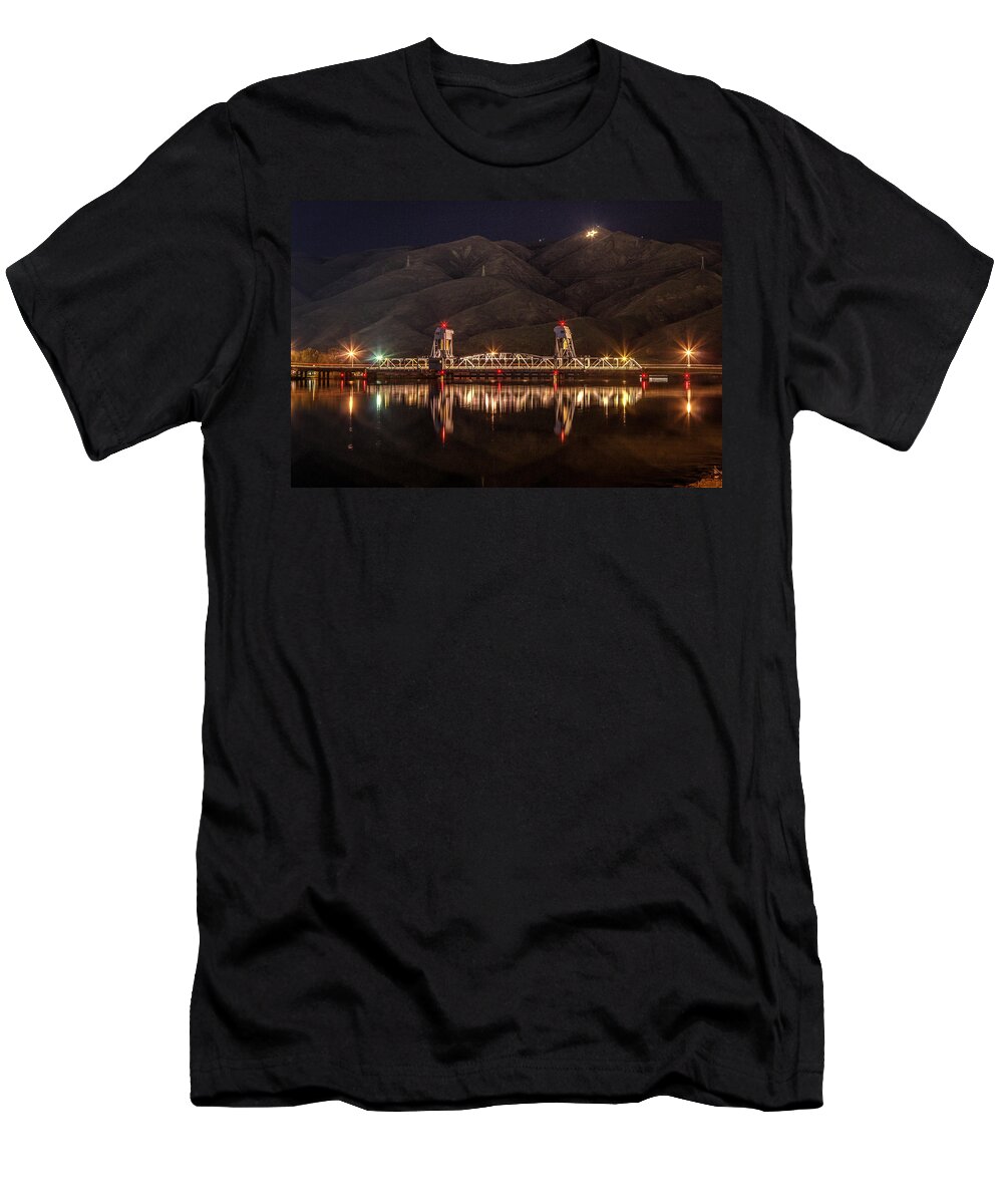 Lewiston T-Shirt featuring the photograph Star over Blue Bridge by Brad Stinson