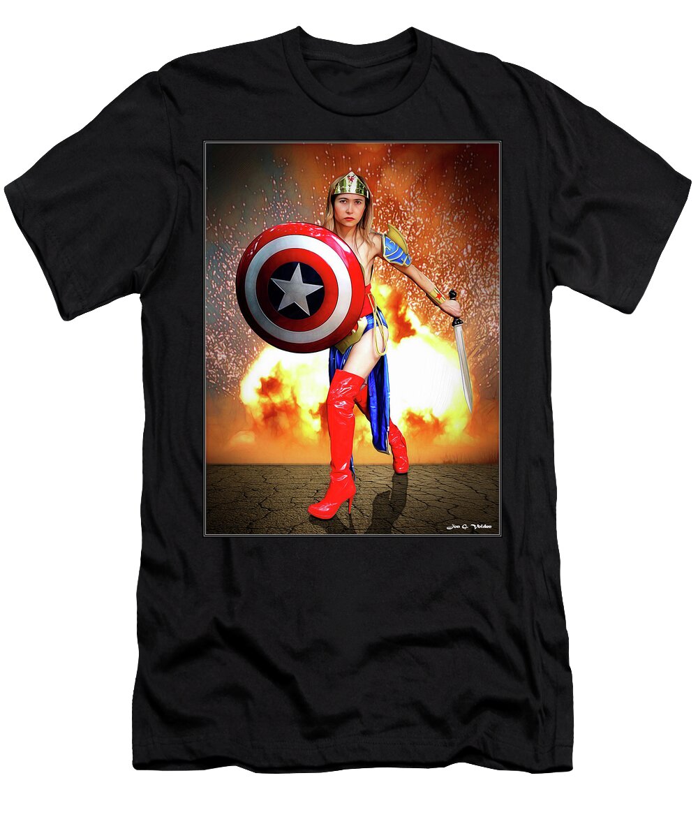 Captain America T-Shirt featuring the photograph Star Spangled Hero by Jon Volden