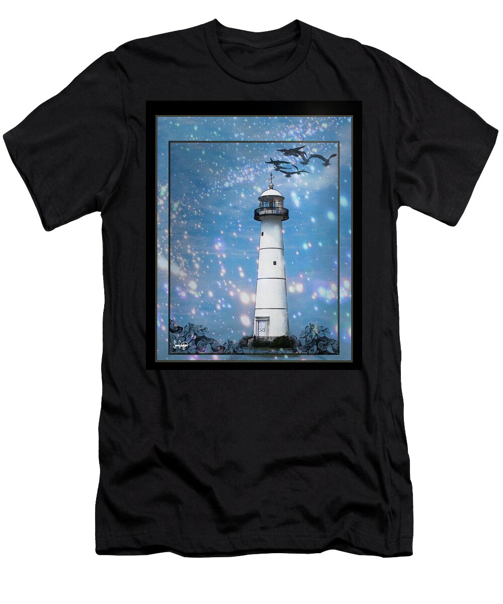 Lighthouse In Biloxi T-Shirt featuring the photograph Starlight Lighthouse by Sandra Schiffner