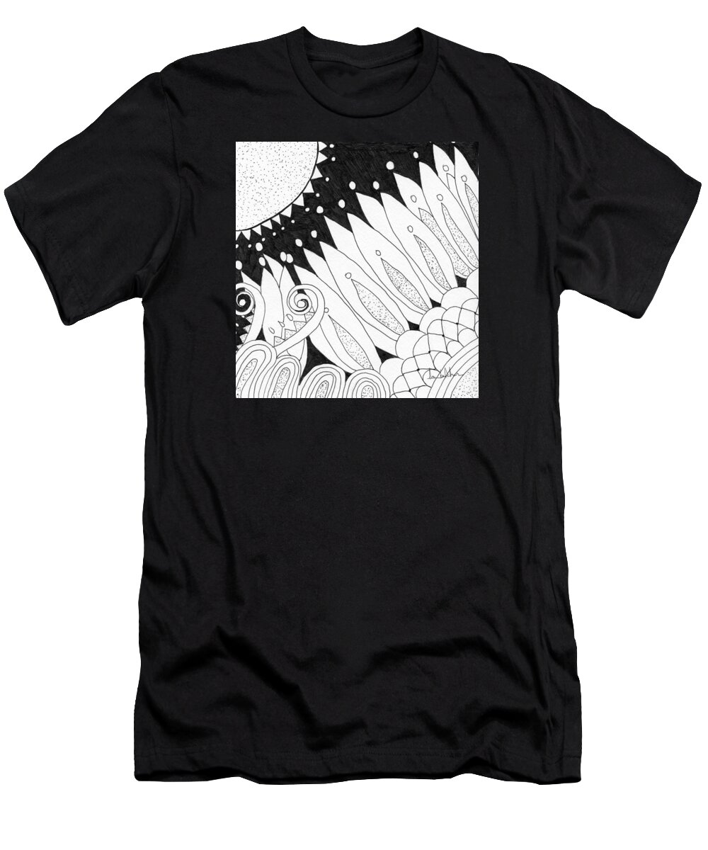 Black And White T-Shirt featuring the painting Starry Night by Lou Belcher