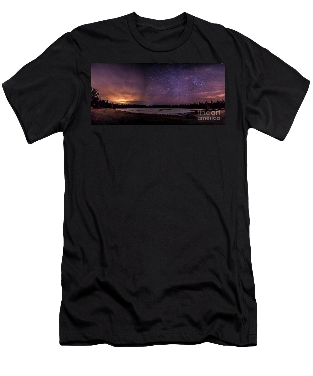 Night T-Shirt featuring the photograph Stars over Lake Eaton by Rod Best