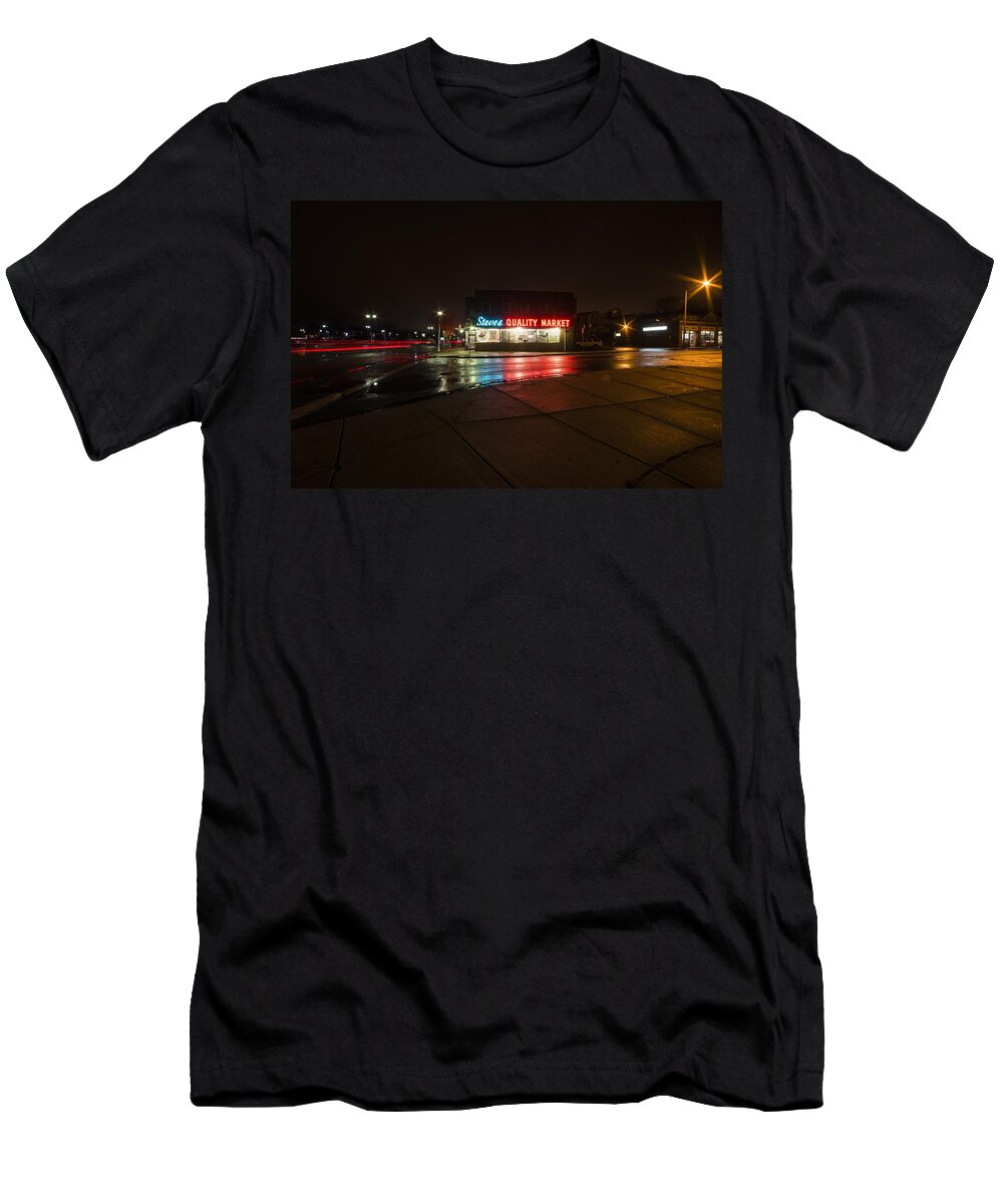 Salem T-Shirt featuring the photograph Steve's Quality Market Downtown Salem MA Massachusetts by Toby McGuire