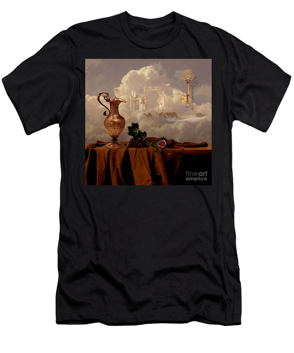 Still Life T-Shirt featuring the digital art Still life with gold key by Alexa Szlavics