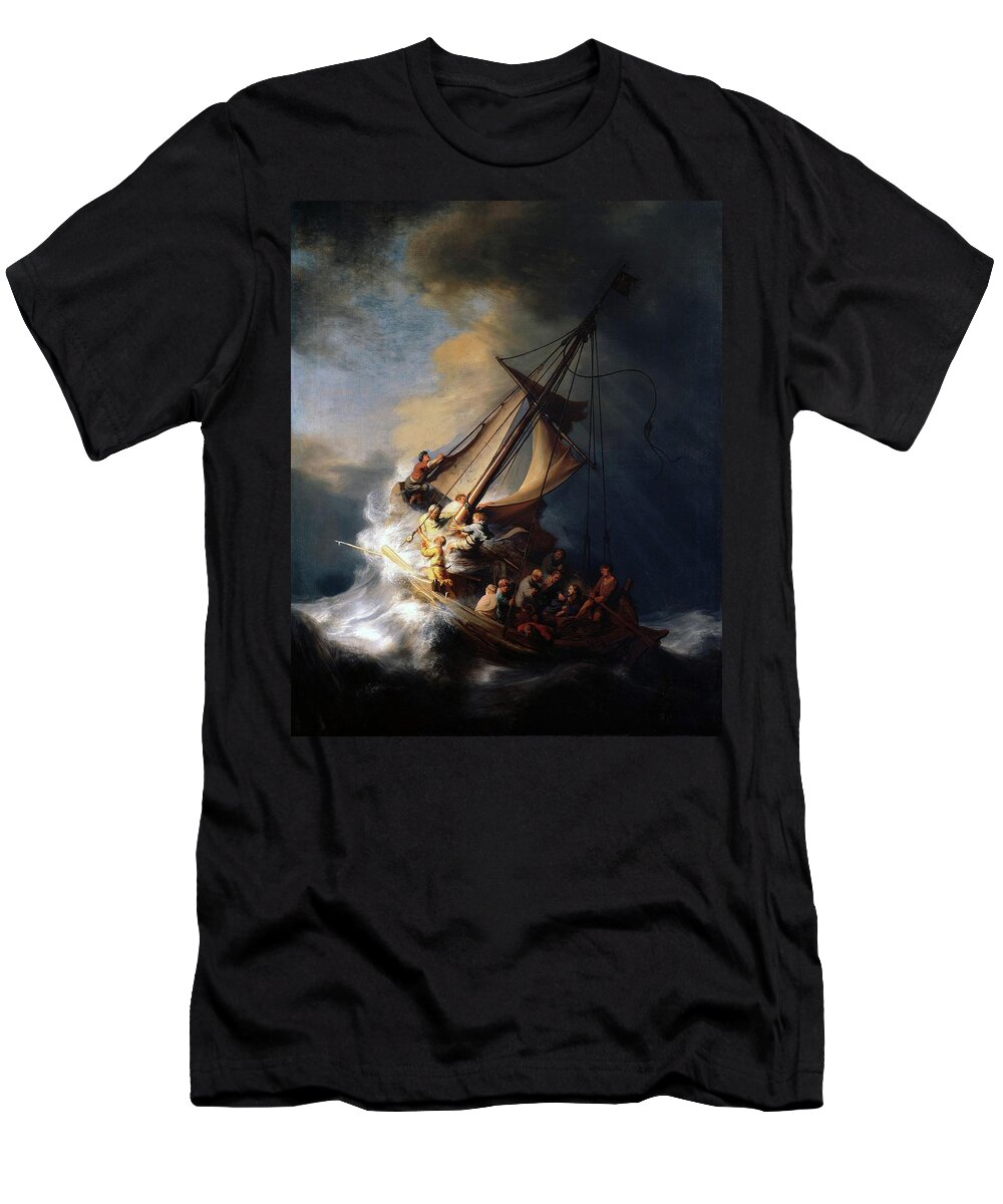 Rembrandt T-Shirt featuring the painting Storm on the Sea of Galilee by Rembrandt van Rijn