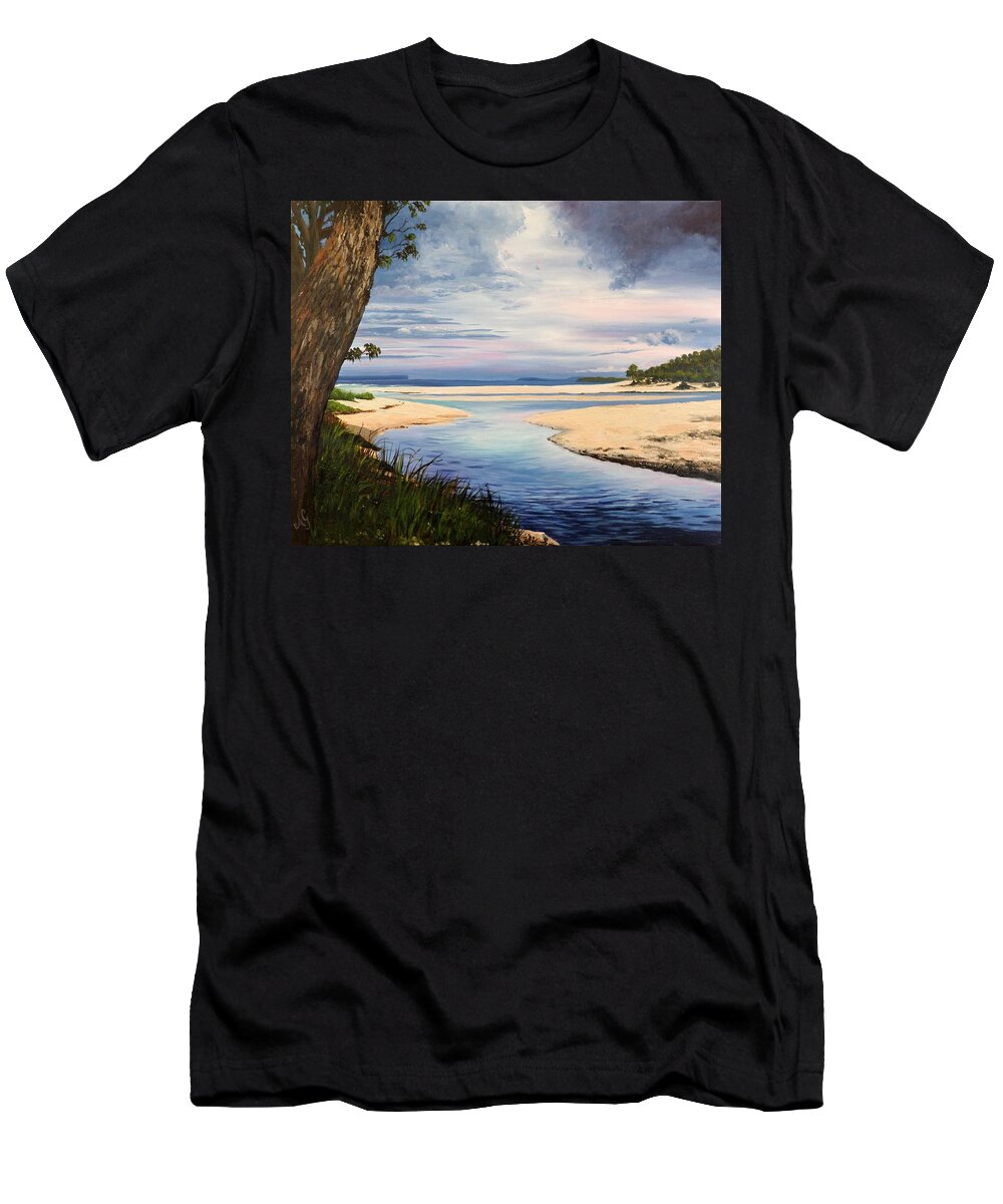Australia T-Shirt featuring the painting Storm over Moona Moona Creek by Anne Gardner