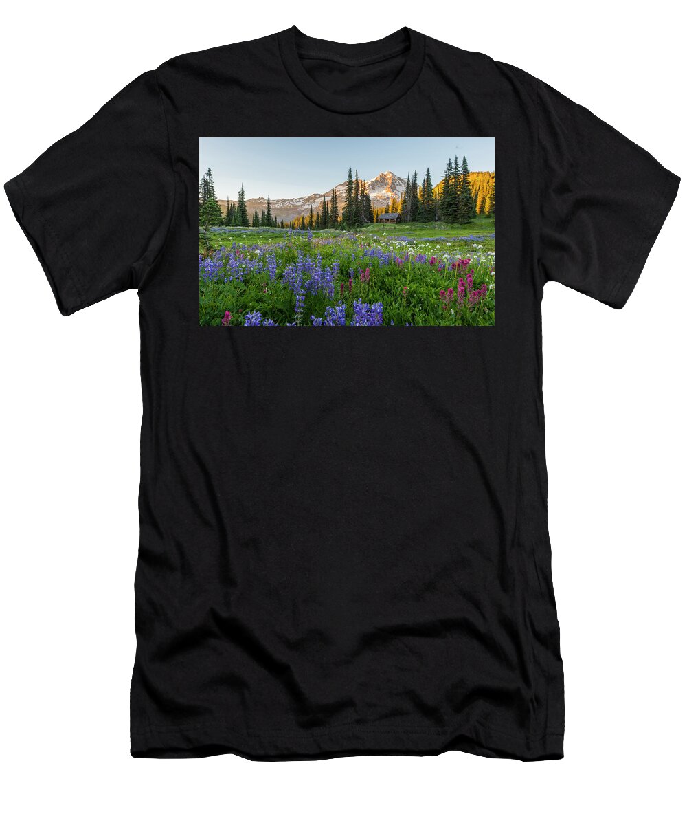 Sunset T-Shirt featuring the digital art Summer beauty at Indian Henry's Hunting Ground by Michael Lee