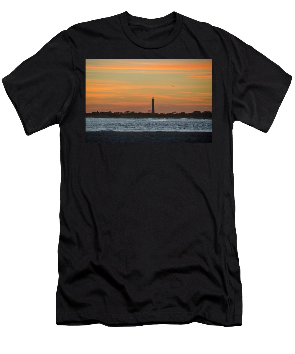Sun T-Shirt featuring the photograph Sun Dreanched Skies at Cape May Lighthouse by Bill Cannon