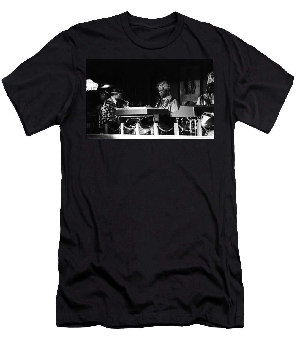 Jazz T-Shirt featuring the photograph Sun Ra Arkestra at the Red Garter 1970 NYC 31 by Lee Santa
