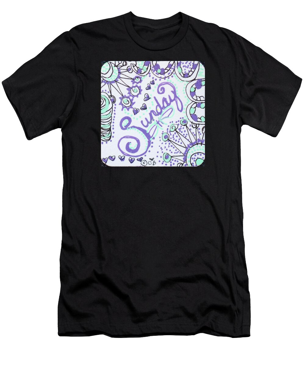 Zentangle T-Shirt featuring the drawing Sunday by Carole Brecht