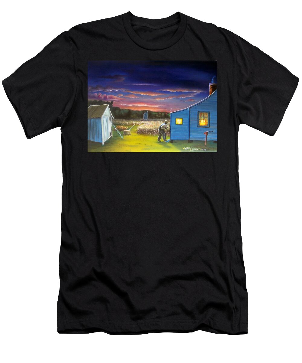 Southern T-Shirt featuring the painting Sundown by Arthur Covington