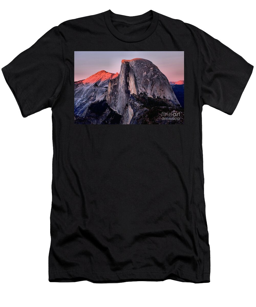Half Dome T-Shirt featuring the photograph Sunkiss On Half Dome by Adam Jewell