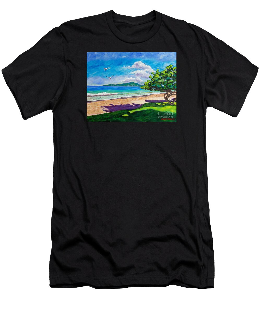 Grand Anse Beach T-Shirt featuring the painting Sunlit by Laura Forde
