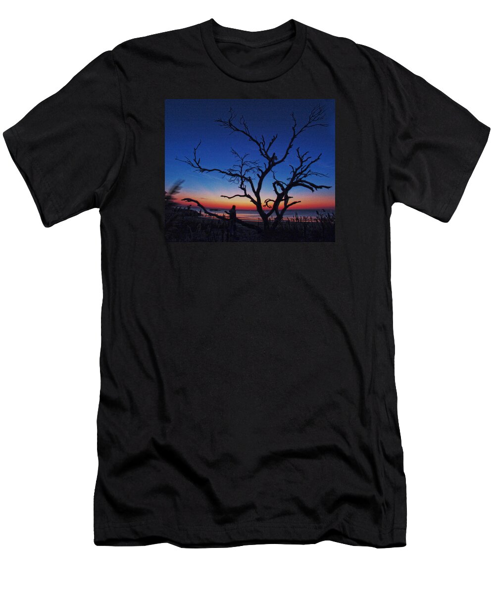 Tree Beach Night Sea Ocean Shore Sand Walk Alone Peace T-Shirt featuring the photograph Sunrise Beach by Robert Och