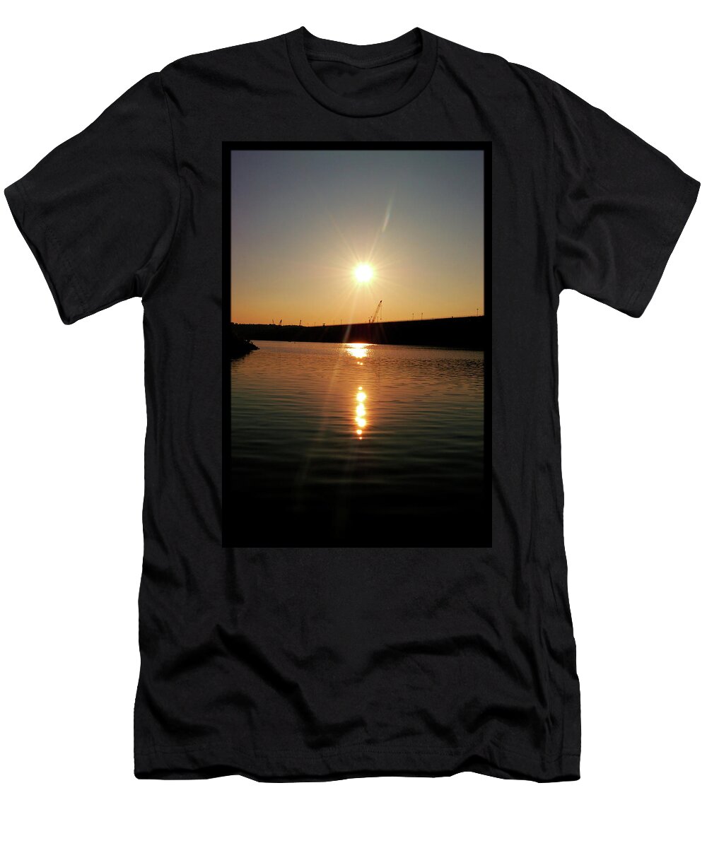 Lake T-Shirt featuring the photograph Sunset at Wolf Creek Dam by Amber Flowers