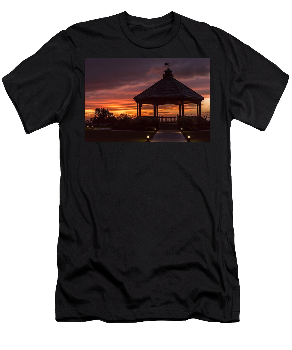 Terry D Photography T-Shirt featuring the photograph Sunset Gazebo Lavallette New Jersey by Terry DeLuco