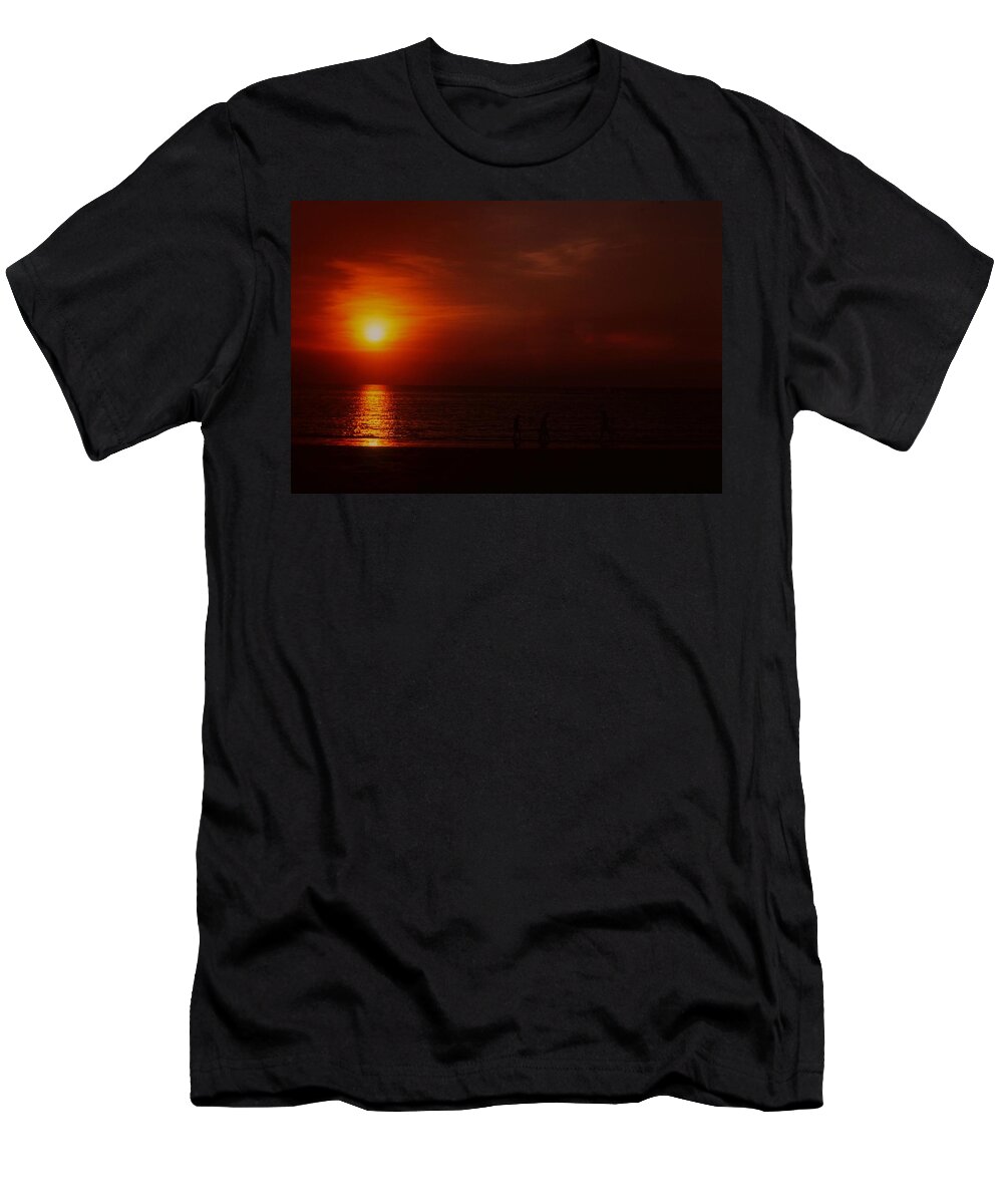 Sunset T-Shirt featuring the photograph Sunset on Darwin Beach by Gary Wonning