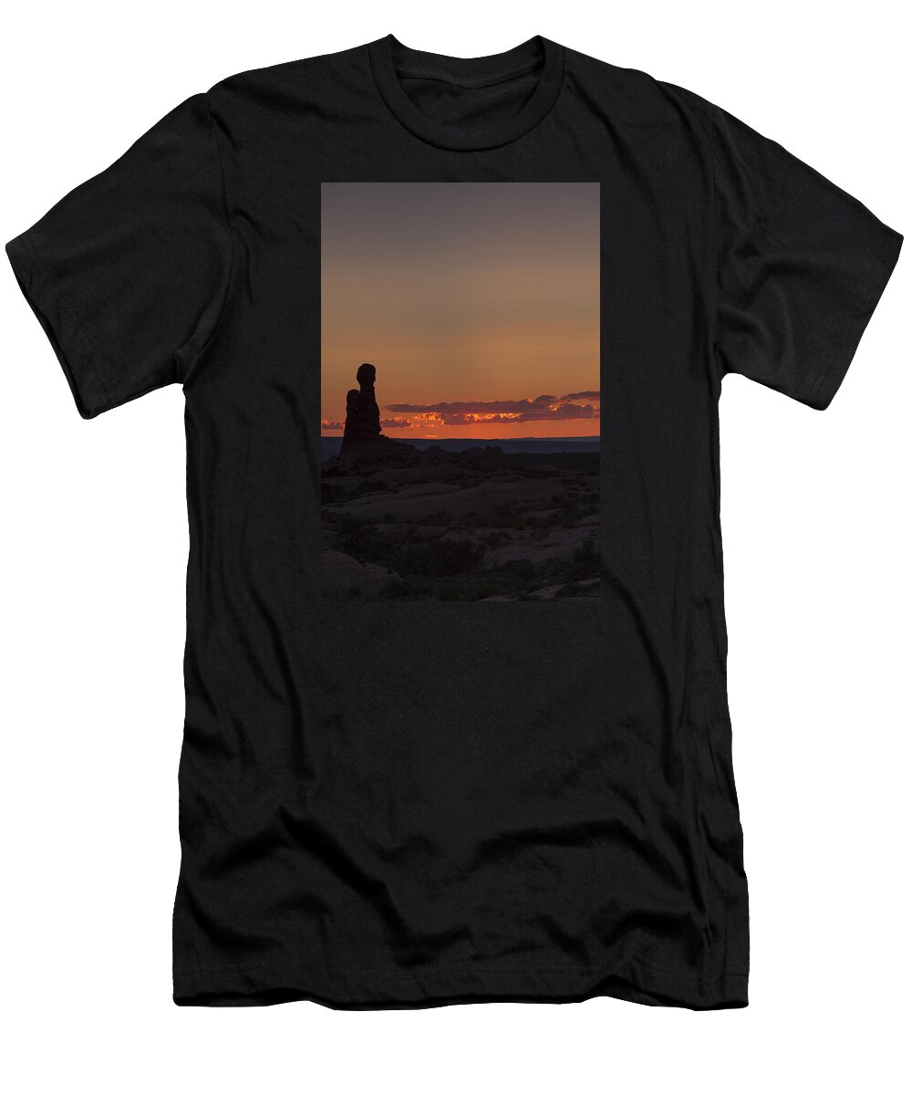 Nature T-Shirt featuring the photograph Sunset over rock formation by David Watkins