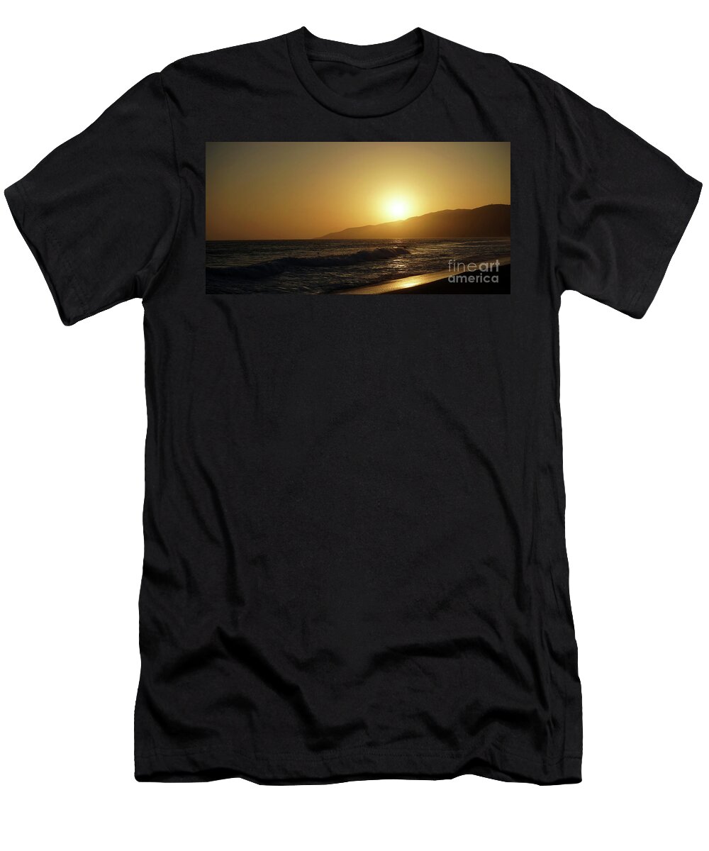 Background T-Shirt featuring the photograph Sunset Surf in Malibu by Nina Prommer