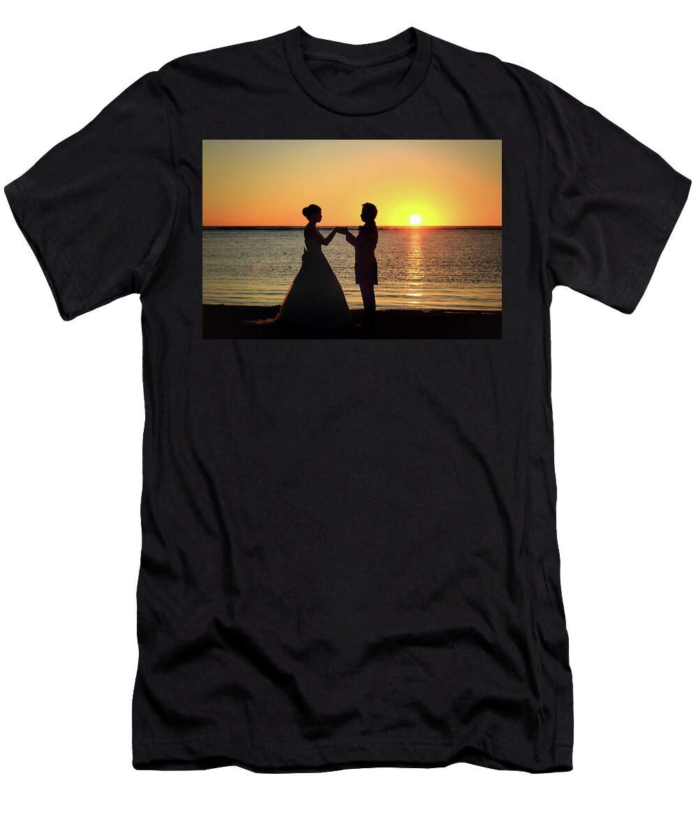 Wedding T-Shirt featuring the photograph Sunset Wedding by Seil Frary