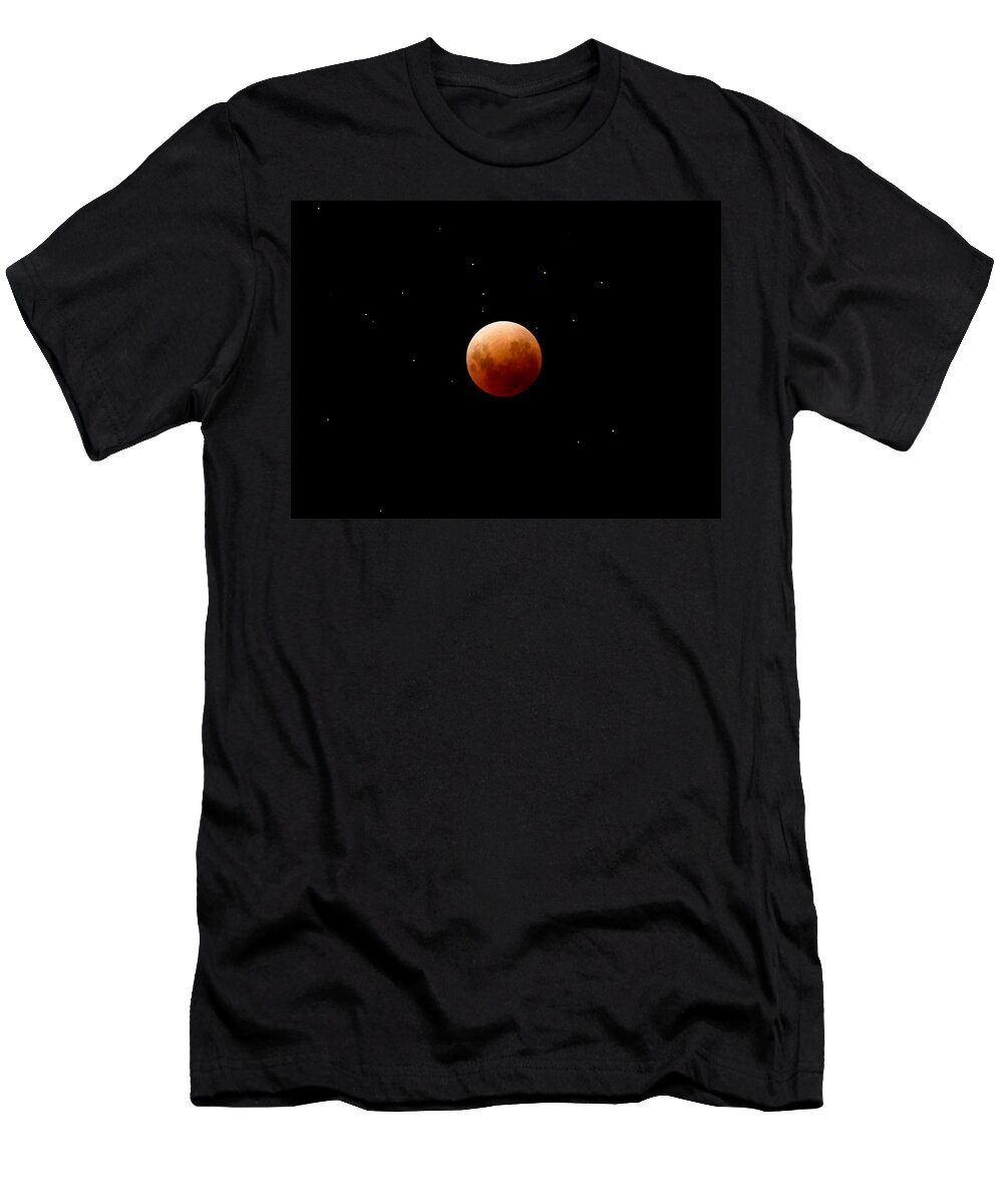 Moon T-Shirt featuring the photograph Super Red Blue Moon Eclipse by Evelyn Tambour