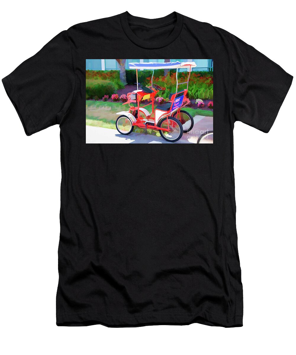 Surrey-bikes T-Shirt featuring the painting Surrey Bikes 2 by Jeelan Clark