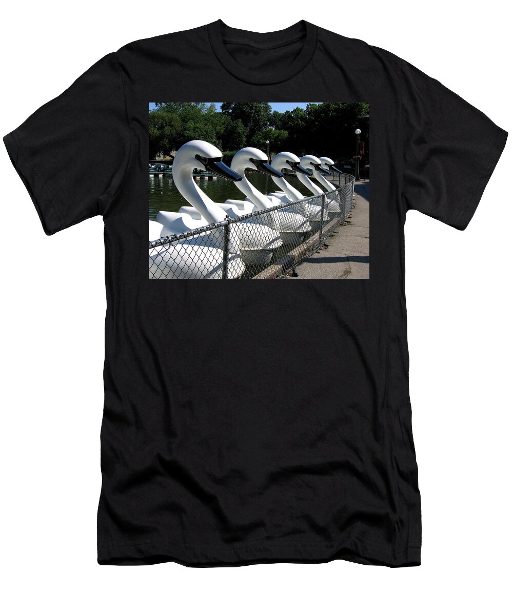 Swans T-Shirt featuring the photograph Swans by Laura Kinker