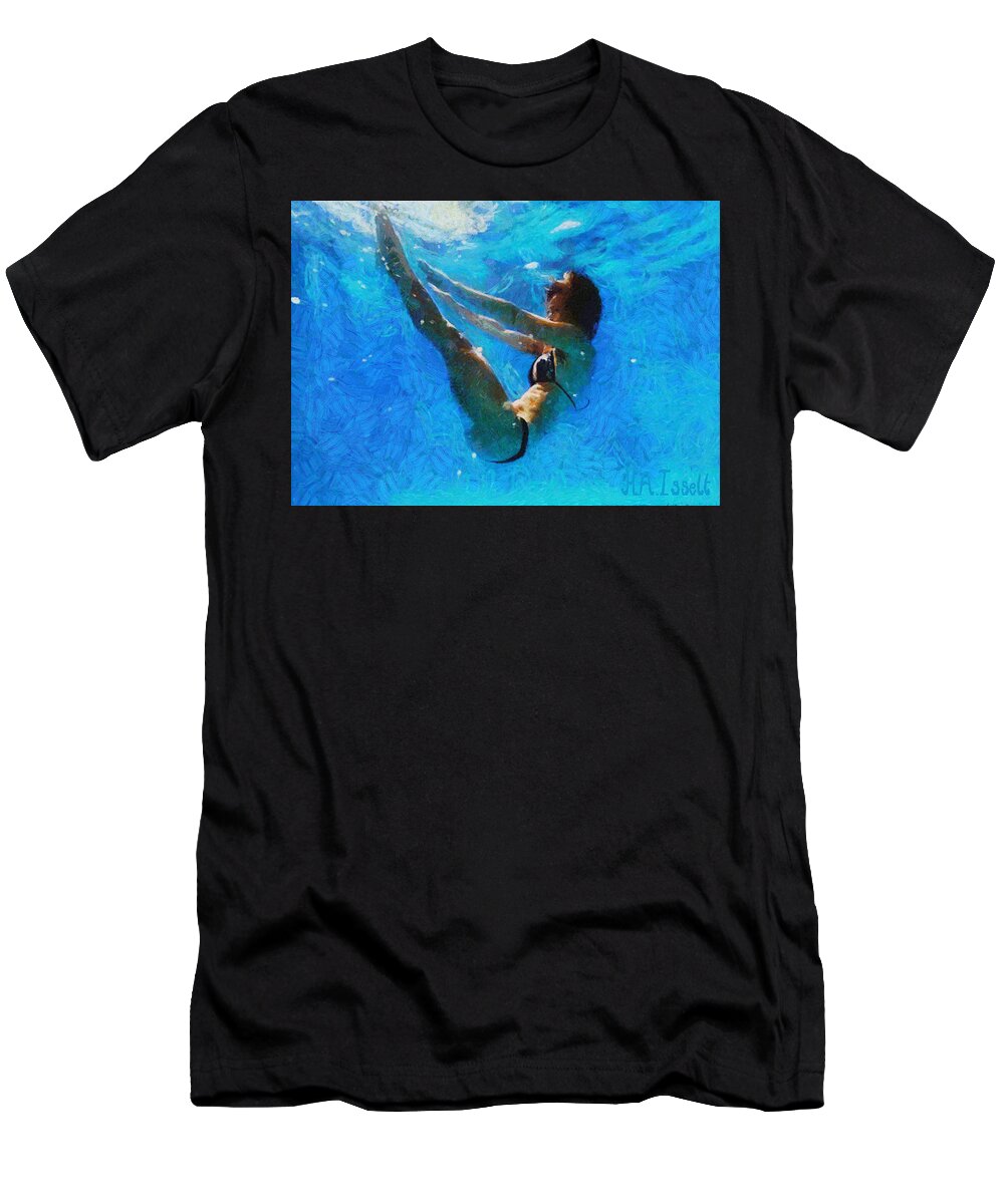Dive T-Shirt featuring the digital art Swim and Dive III by Humphrey Isselt